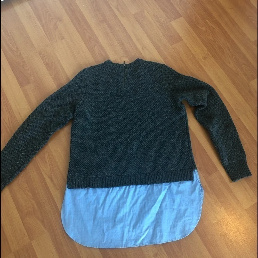 J Crew Navy Lambswool Shirttail Sweater Size S